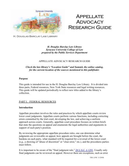 Appellate Advocacy Research Guide - Syracuse University College ...