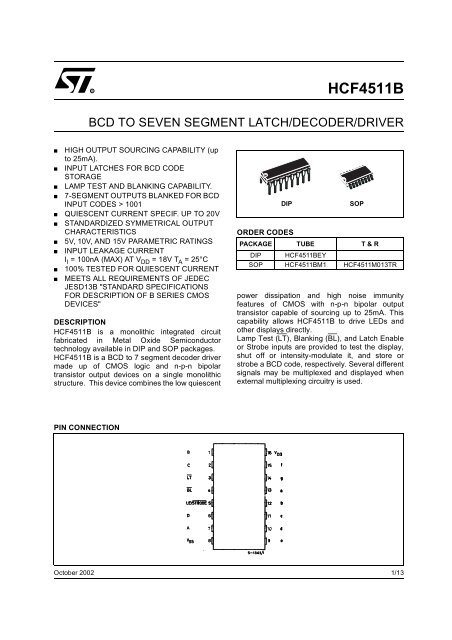 BCD TO SEVEN SEGMENT LATCH DECODER DRIVES - Doctronics