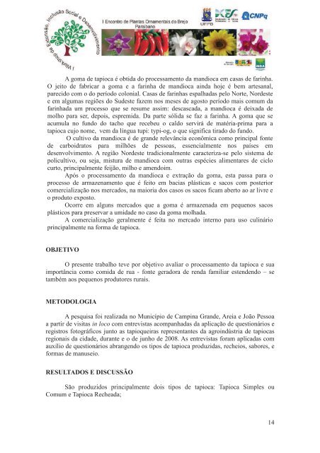 Workshop ExtensÃ£o 2008 Areia - PB - CCA/UFPb - Universidade ...