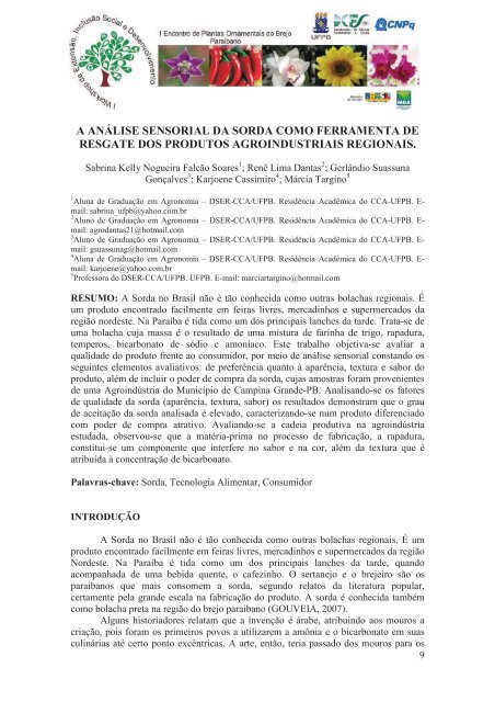 Workshop ExtensÃ£o 2008 Areia - PB - CCA/UFPb - Universidade ...