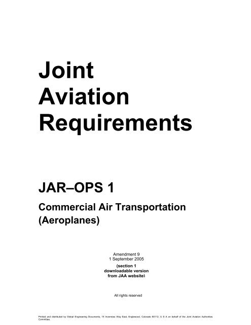 Joint Aviation Requirements JARÃ¢Â€Â“OPS 1 Commercial Air ... - US-PPL