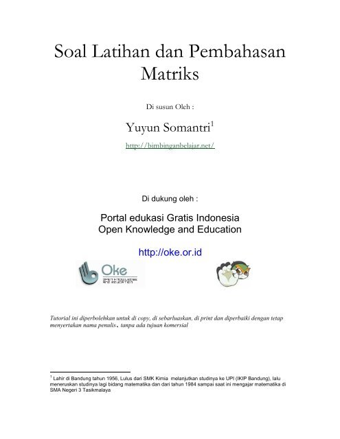 Soal Latihan dan Pembahasan Matriks - Open Knowledge and ...