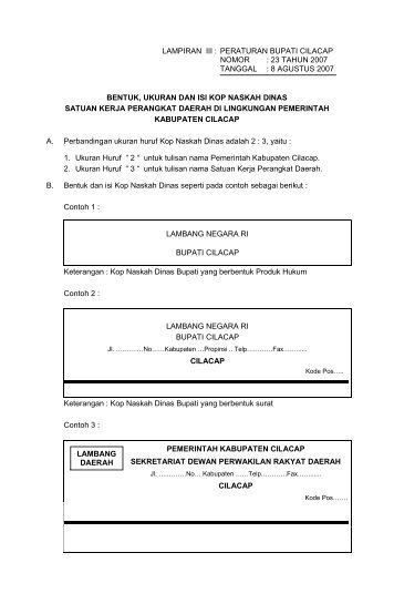 8 agustus 2007 bentuk, ukuran dan isi kop naskah dinas