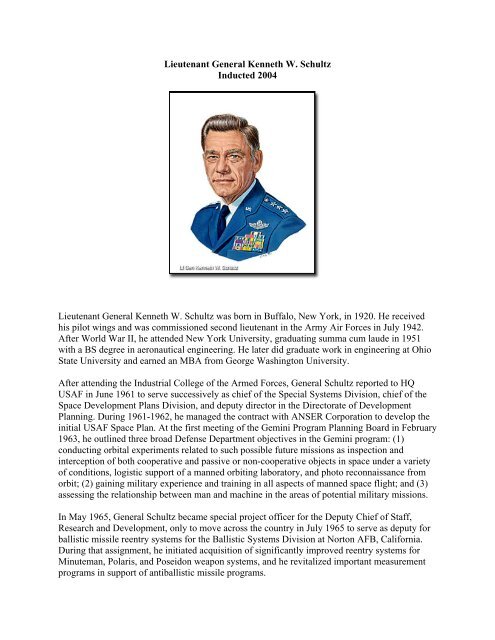 Lieutenant General Kenneth W. Schultz, USAF - Air Force Space ...