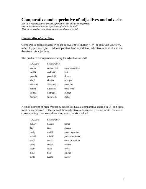 Comparative and superlative of adjectives and ... - Cokdybysme.net