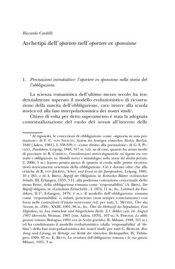 Archetipi dell'oportere nell'oportere ex sponsione - Università degli ...