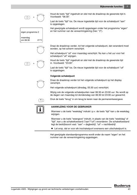 Bedieningsvoorschrift Logamatic 4323