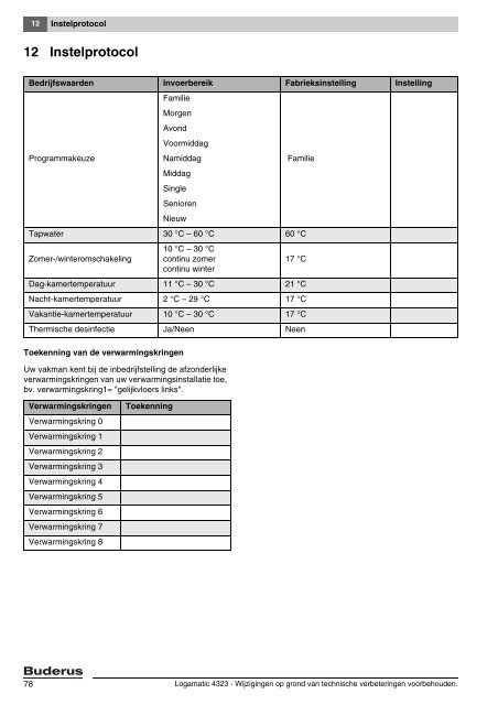 Bedieningsvoorschrift Logamatic 4323