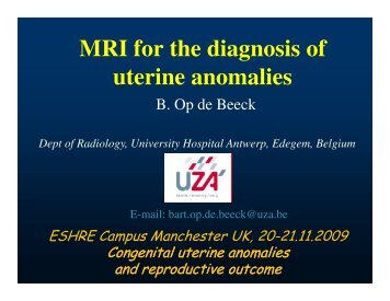 MRI for the diagnosis of uterine anomalies - eshre