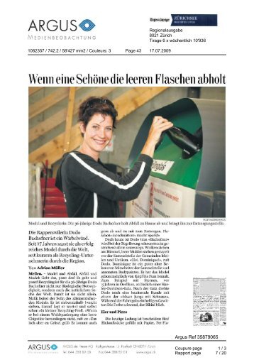 Wenn eine Schöne die leeren Flaschen abholt - Univerre Pro Uva SA