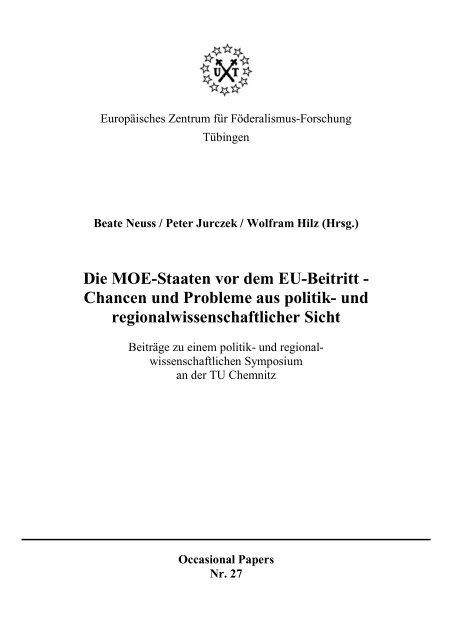 Die MOE-Staaten vor dem EU-Beitritt - Universität Tübingen