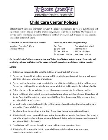 Child Care Center Policies