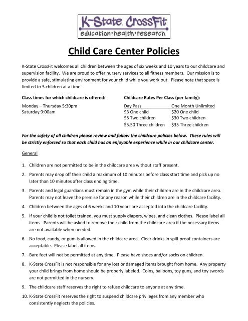 Child Care Center Policies