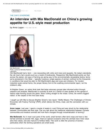 An interview with Mia MacDonald on China's ... - Brighter Green