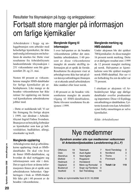 Syndrom nr 4 - 2008.indd - Arbeidsmiljøskaddes landsforening