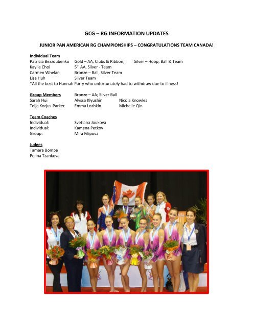 GCG – RG INFORMATION UPDATES - Rhythmic Gymnastics Alberta