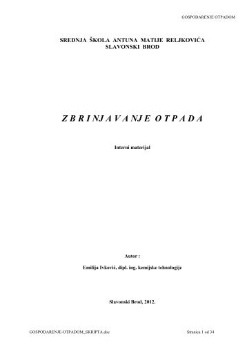 gospodarenje otpadom - Srednja Å¡kola Matije Antuna ReljkoviÄa ...