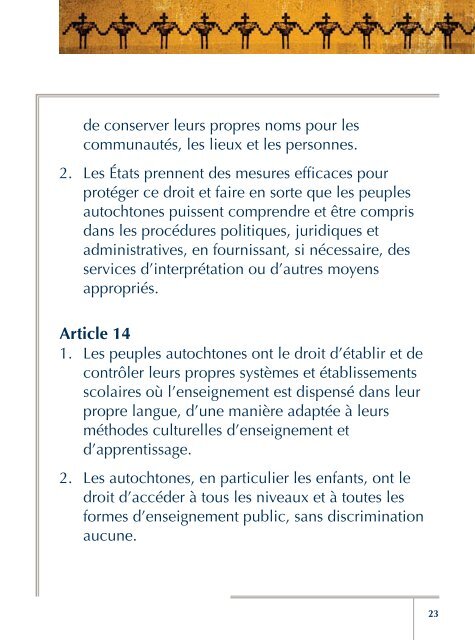 DÃ©claration des Nations Unies sur les droits des peuples autochtones