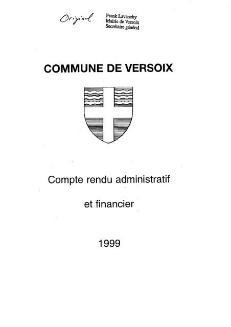 TÃ©lÃ©charger le Compte rendu administratif et financier 1999 - Versoix