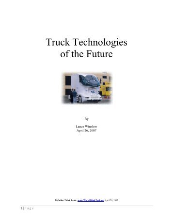 Truck Technologies of the Future - Online Think Tank