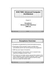 ECE 7650: Advanced Computer Architecture Exceptions Overview