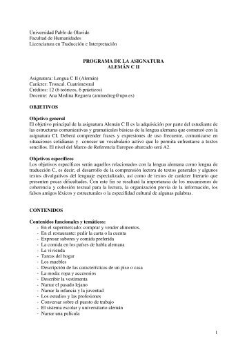 Programa del curso académico 2006-2007 - Universidad Pablo de ...