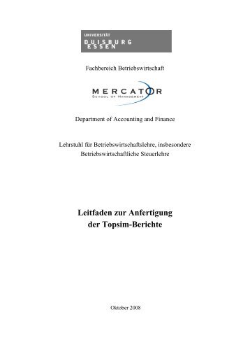 Leitfaden zur Anfertigung der Topsim-Berichte - Mercator School of ...