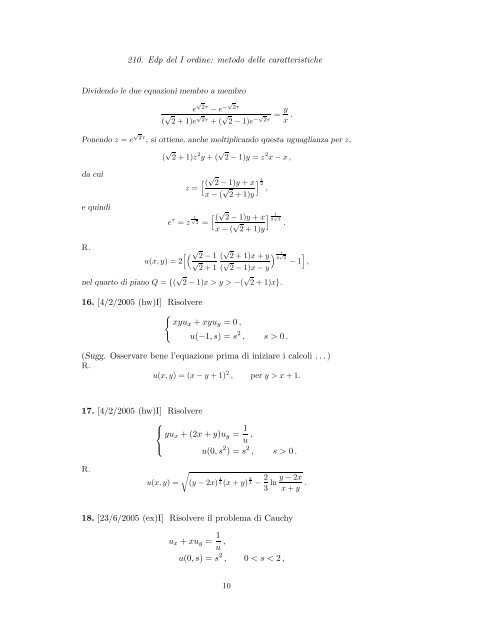 Problemi d'esame ed esercizi di Equazioni alle Derivate Parziali