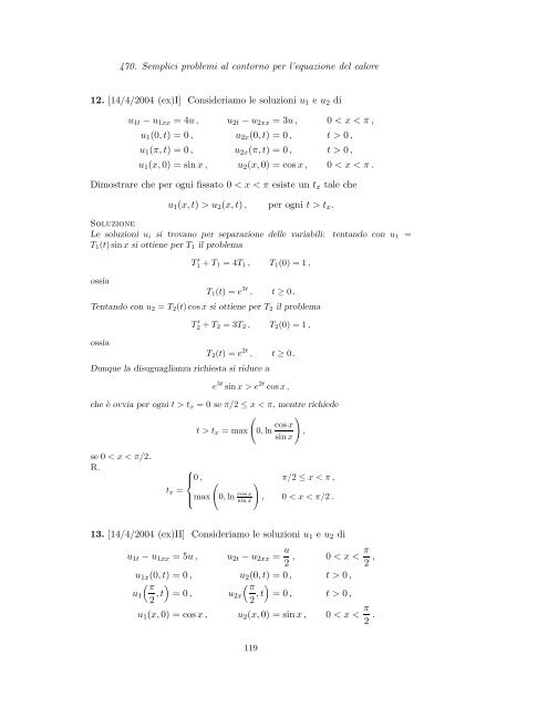 Problemi d'esame ed esercizi di Equazioni alle Derivate Parziali