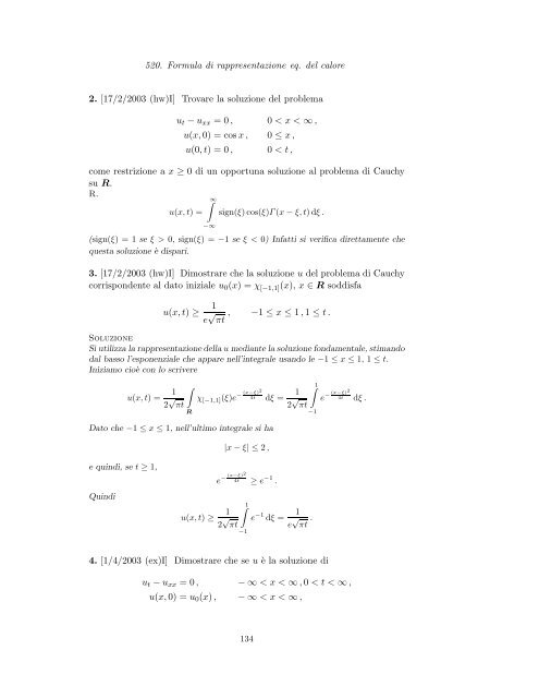 Problemi d'esame ed esercizi di Equazioni alle Derivate Parziali