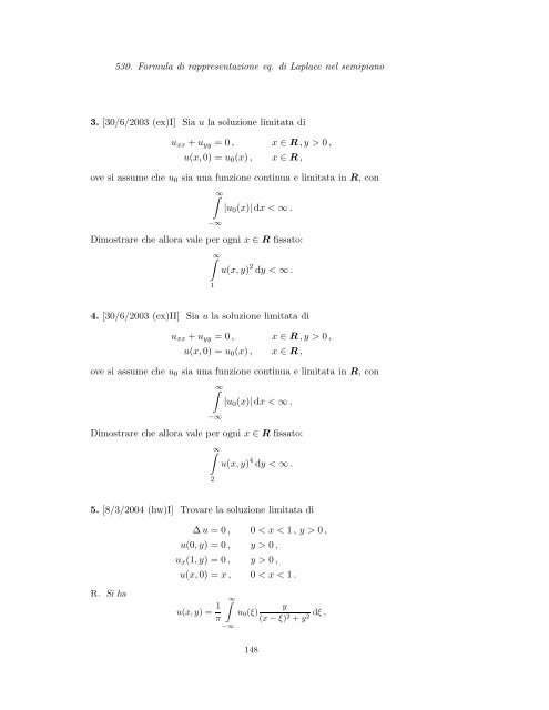 Problemi d'esame ed esercizi di Equazioni alle Derivate Parziali