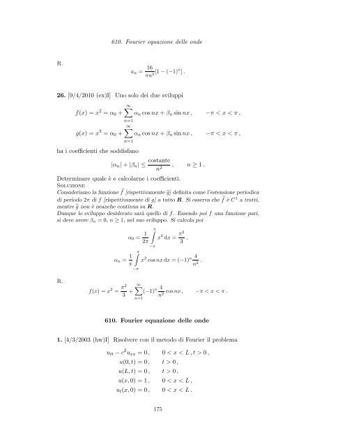 Problemi d'esame ed esercizi di Equazioni alle Derivate Parziali