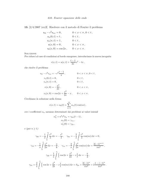 Problemi d'esame ed esercizi di Equazioni alle Derivate Parziali