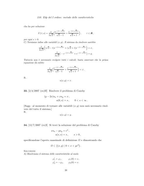 Problemi d'esame ed esercizi di Equazioni alle Derivate Parziali