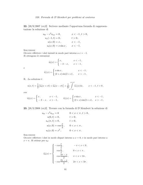 Problemi d'esame ed esercizi di Equazioni alle Derivate Parziali