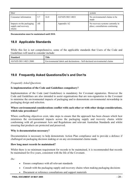 Environmental Code of Practice for Packaging - the Packaging ...