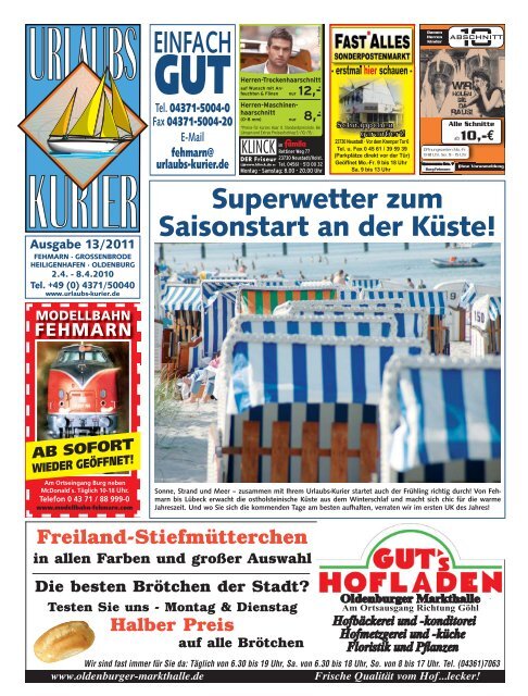 Ihr Wochenkalender - Urlaubs-Kurier