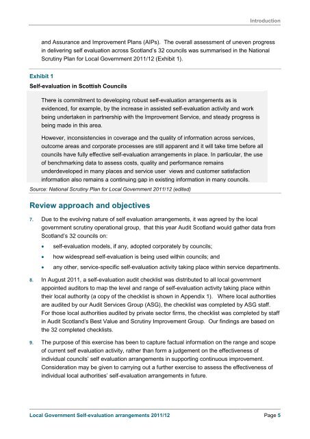 Local Government self-evaluation arrangements ... - Audit Scotland