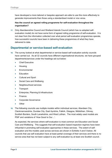 Local Government self-evaluation arrangements ... - Audit Scotland