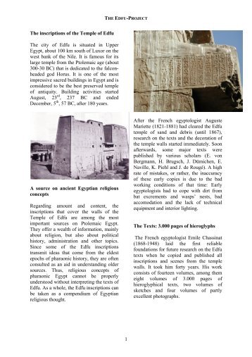 1 The inscriptions of the Temple of Edfu The city of ... - Edfu-Projekt