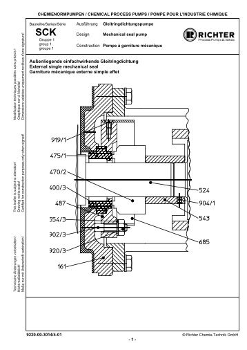 AuÃenliegende einfachwirkende Gleitringdichtung ... - Richter Pumps