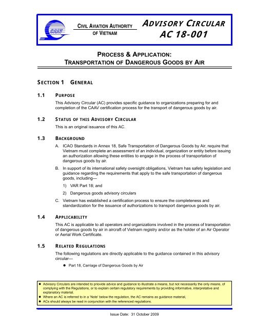 AC 18-001 DG Certification CAAV [A]2009E.fm