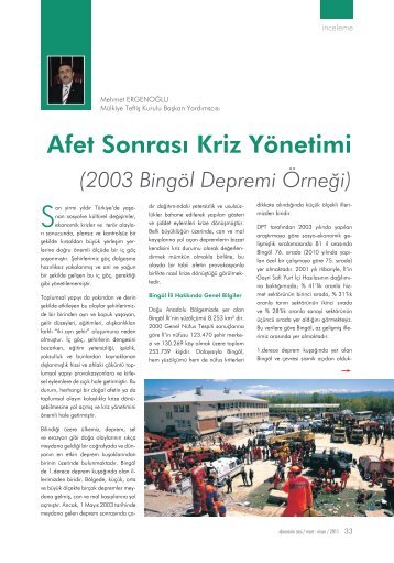 Afet SonrasÄ± Kriz YÃ¶netimi - TÃ¼rk Ä°dareciler DerneÄi