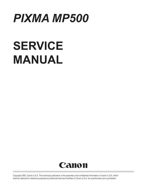 PIXMA MP500 SERVICE MANUAL