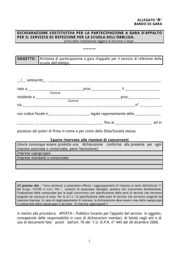 1 dichiarazione sostitutiva per la partecipazione a gara d'appalto per ...