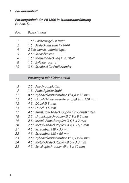 Montage- und Bedienungsanleitung Panzerriegel PR 1800 - Abus