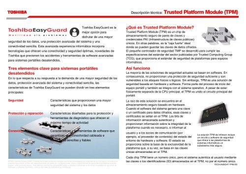 Descripción técnica: Trusted Platform Module (TPM) - Toshiba