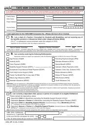 TAFE NSW CONCESSION FEE APPLICATION FORM - 2010