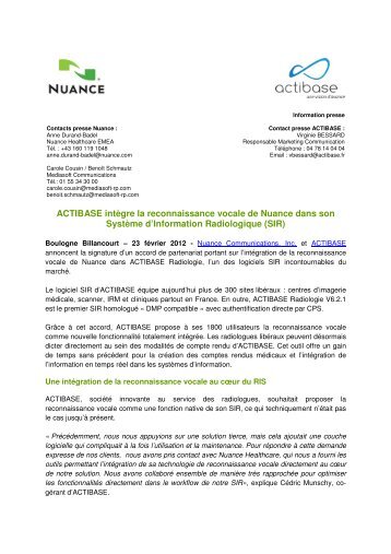 ACTIBASE intÃ¨gre la reconnaissance vocale de Nuance dans son ...