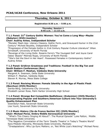 PCAS/ACAS Conference, New Orleans 2011 Thursday, October 6 ...